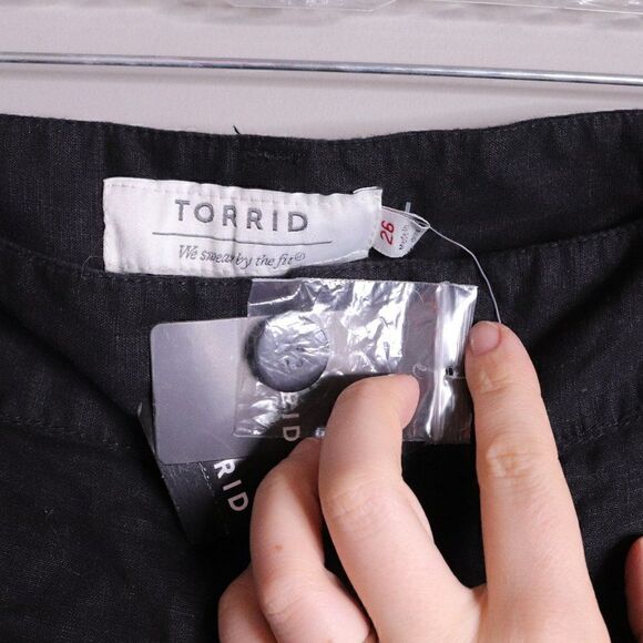Torrid | Black Wide Leg Linen Pants 26 NWT - Picture 3 of 5